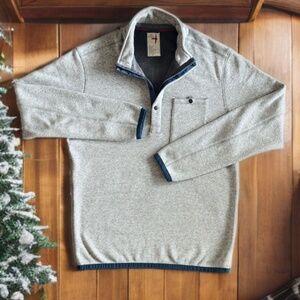 RELWEN -  Ribbed Pile 1/4  Snap Zip Popover Grey / Blue XL